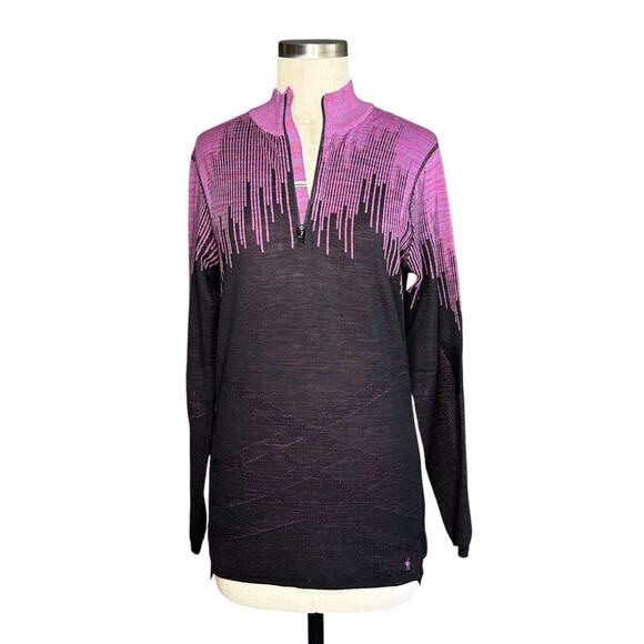 SMARTWOOL Intraknit 200 Pattern Quarter Zip 1/4 Zip Base Layer Top Women's Large - Picture 1 of 8